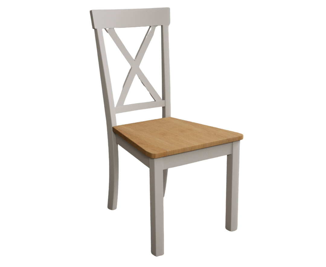 Photo 3 of Hertford soft white dining chairs with oak seat pad