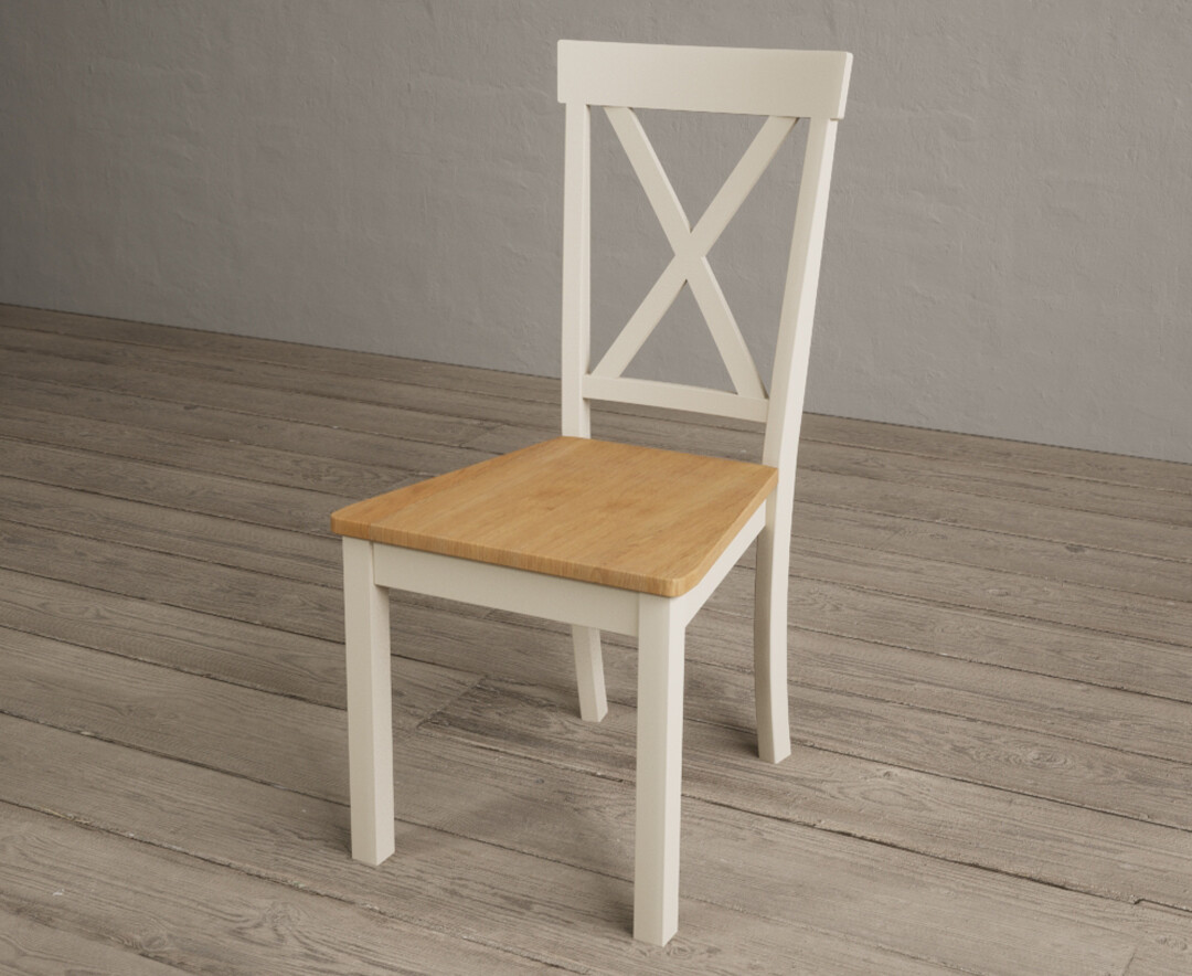 Photo 2 of Hertford cream dining chairs with oak seat pad