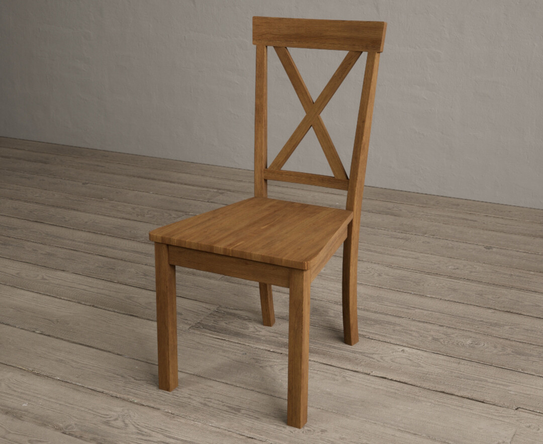 Photo 2 of Hertford rustic oak dining chairs with rustic seat pad