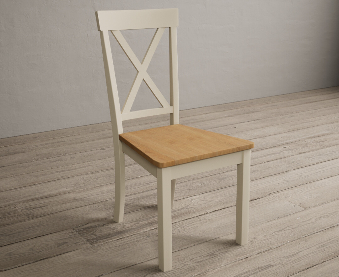 Photo 1 of Hertford cream dining chairs with oak seat pad