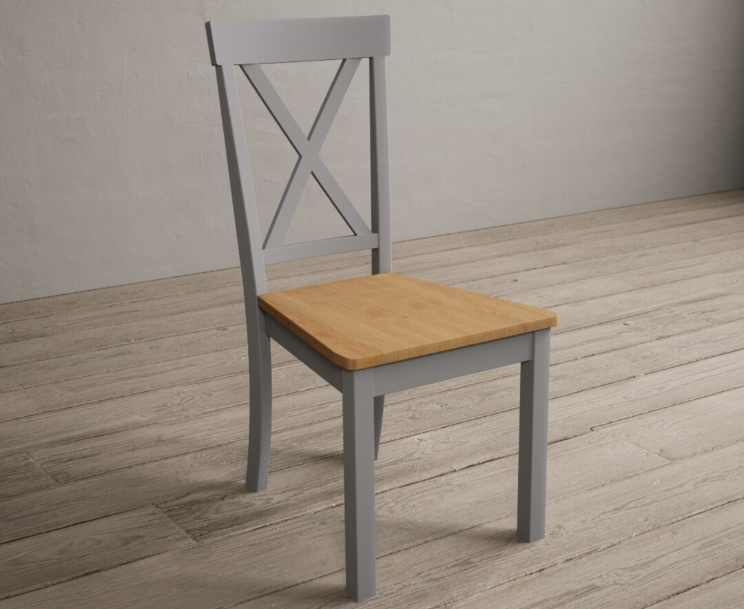 Photo 1 of Hertford light grey dining chairs with oak seat pad