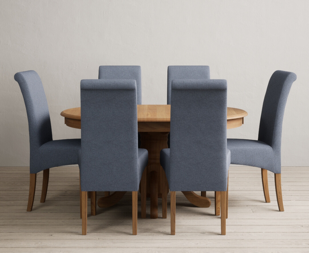 Extending Hertford 100cm 130cm Solid Oak Pedestal Dining Table With 6 Charcoal Grey Scroll Back Chairs