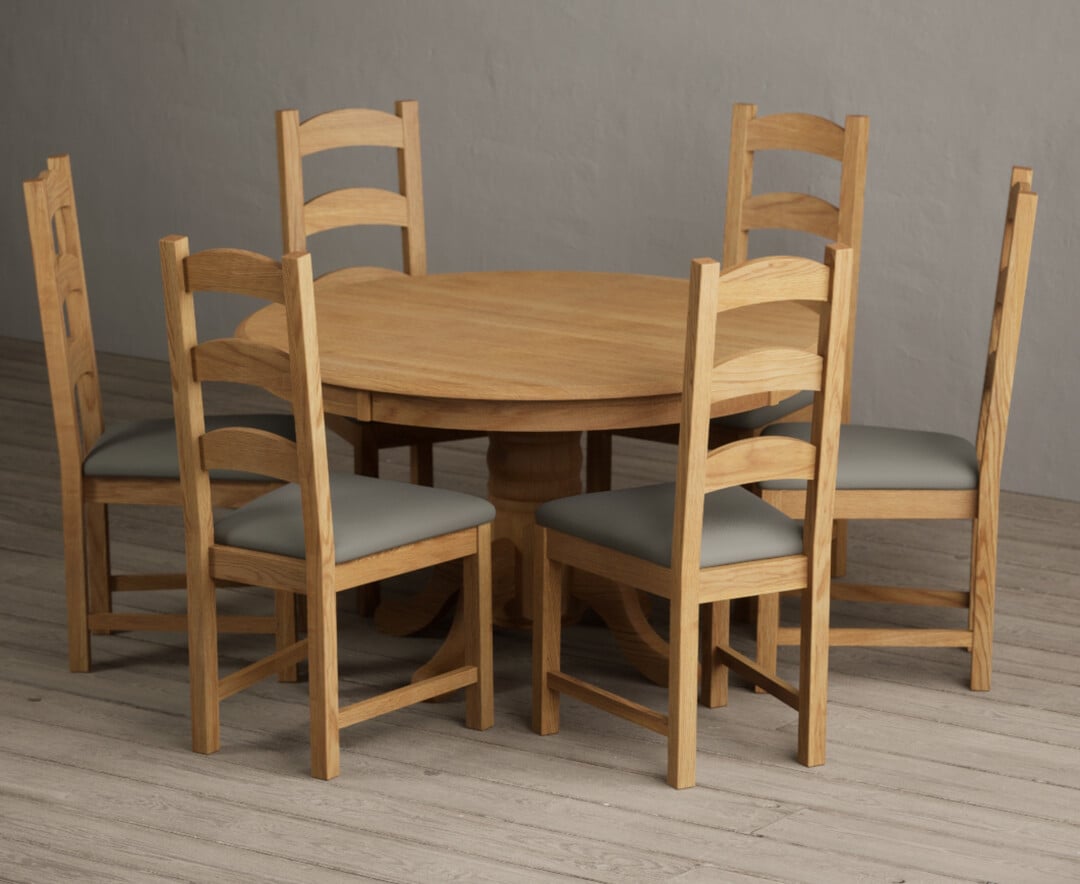 Hertford 120cm Fixed Top Solid Oak Dining Table With 6 Black Alton Chairs