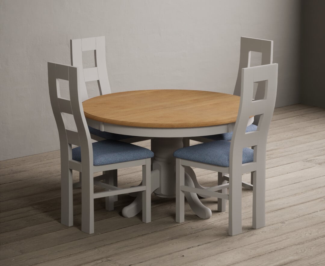 Product photograph of Hertford 120cm Fixed Top Oak And Soft White Painted Dining Table With 4 Brown Painted Chairs from Oak Furniture Superstore