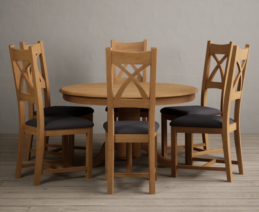 Product photograph of Hertford 120cm Fixed Top Solid Oak Dining Table With 4 Oak Natural Chairs from Oak Furniture Superstore