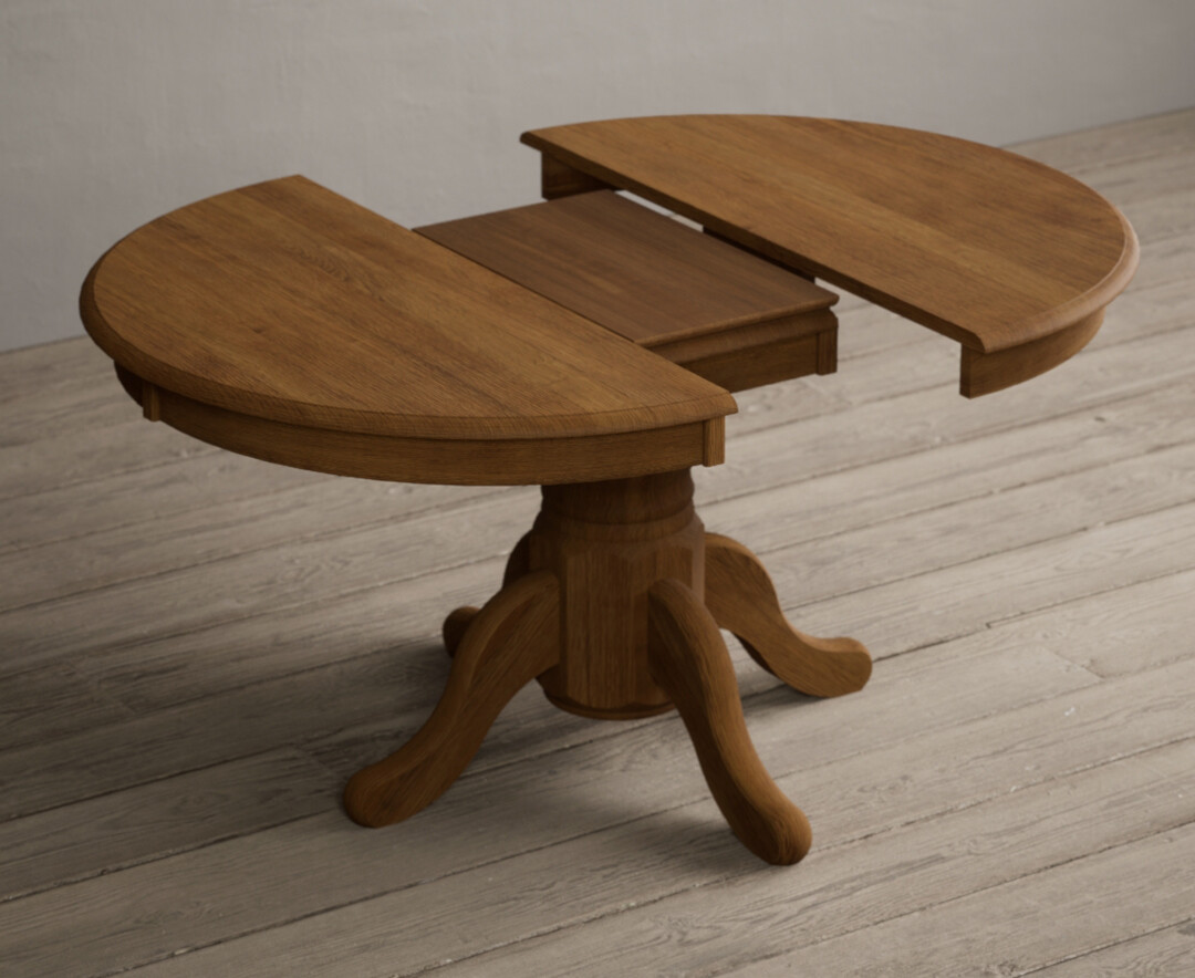 Photo 2 of Extending hertford 100cm - 130cm rustic oak pedestal dining table
