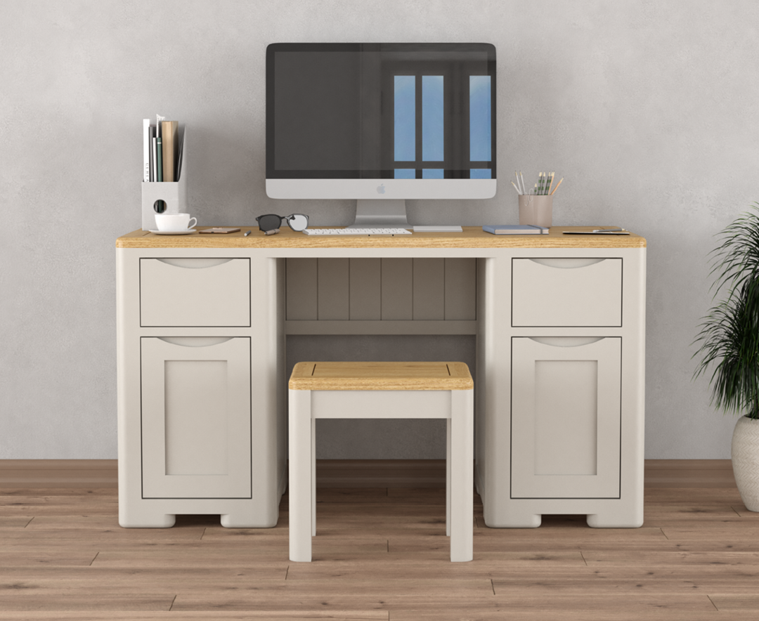 Product photograph of Alba Oak And Soft White Painted Computer Desk from Oak Furniture Superstore