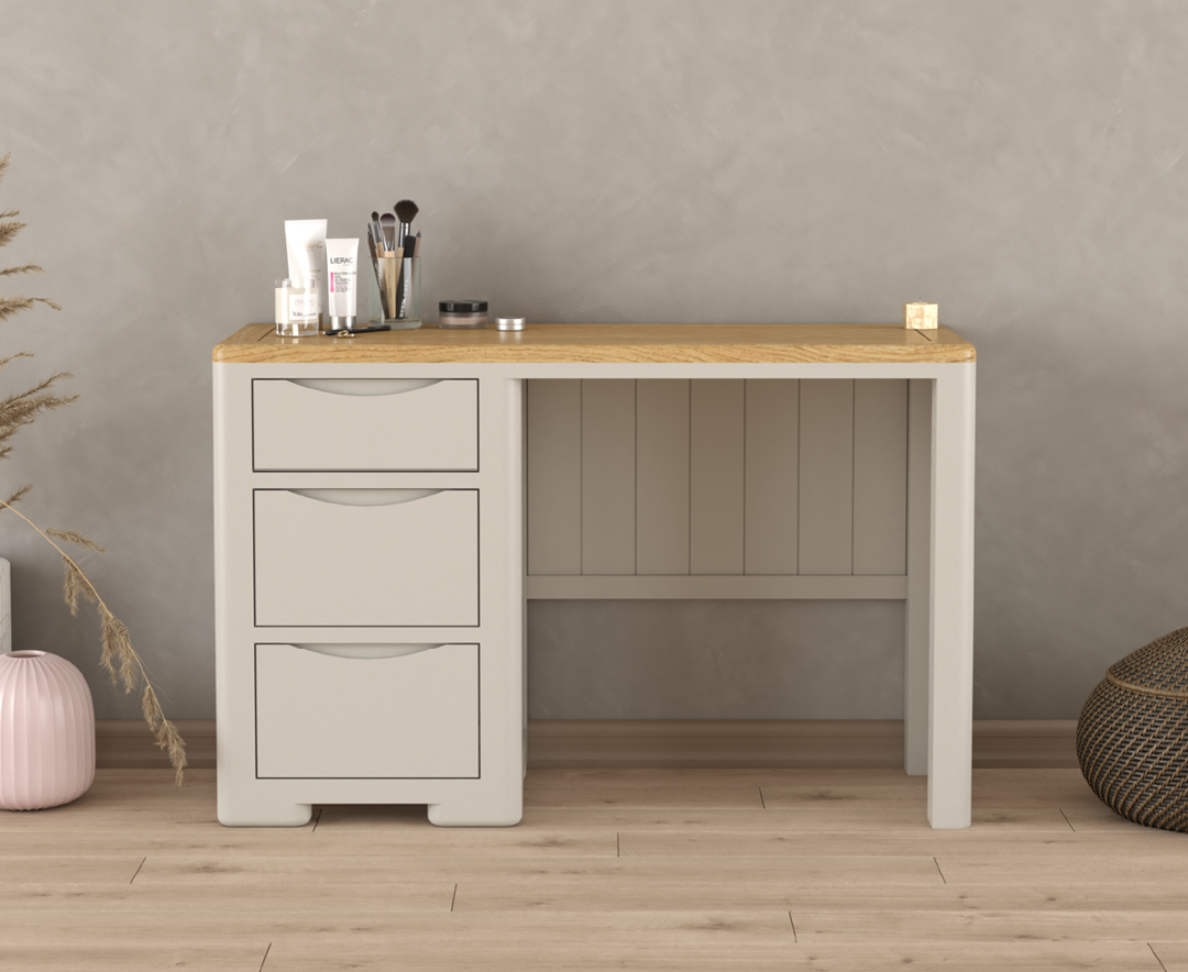Product photograph of Alba Oak And Soft White Painted Dressing Table Compact Desk from Oak Furniture Superstore