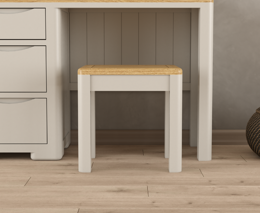 Product photograph of Alba Oak And Soft White Painted Dressing Table Stool from Oak Furniture Superstore