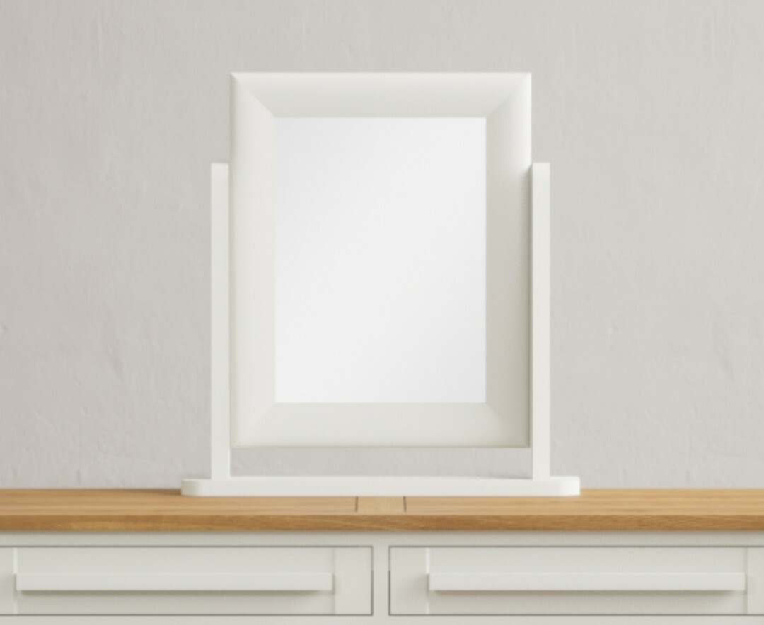 Product photograph of Signal White Painted Dressing Table Mirror from Oak Furniture Superstore