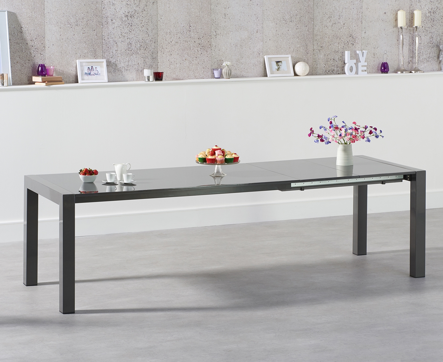 Joseph Extending Dark Grey High Gloss Dining Table
