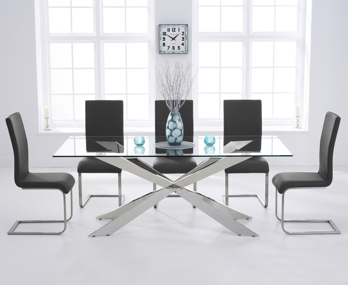 Photo 1 of Canova 200cm glass dining table with 10 grey austin chairs