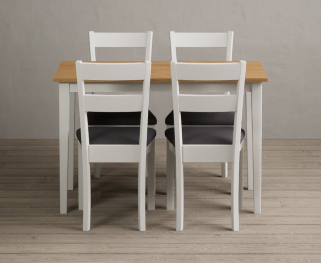 Product photograph of Kendal 115cm Solid Oak And Signal White Painted Dining Table With 4 Oak Kendal Chairs from Oak Furniture Superstore