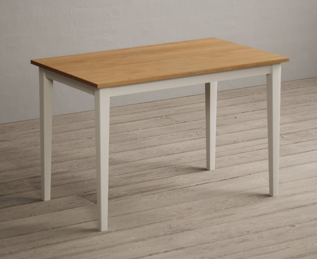 Product photograph of Kendal 115cm Solid Oak And Cream Painted Dining Table from Oak Furniture Superstore