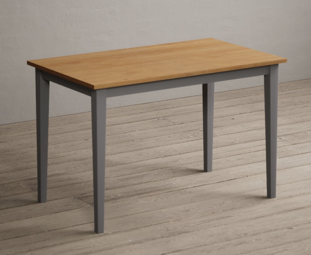 Product photograph of Kendal 115cm Solid Oak And Light Grey Painted Dining Table from Oak Furniture Superstore