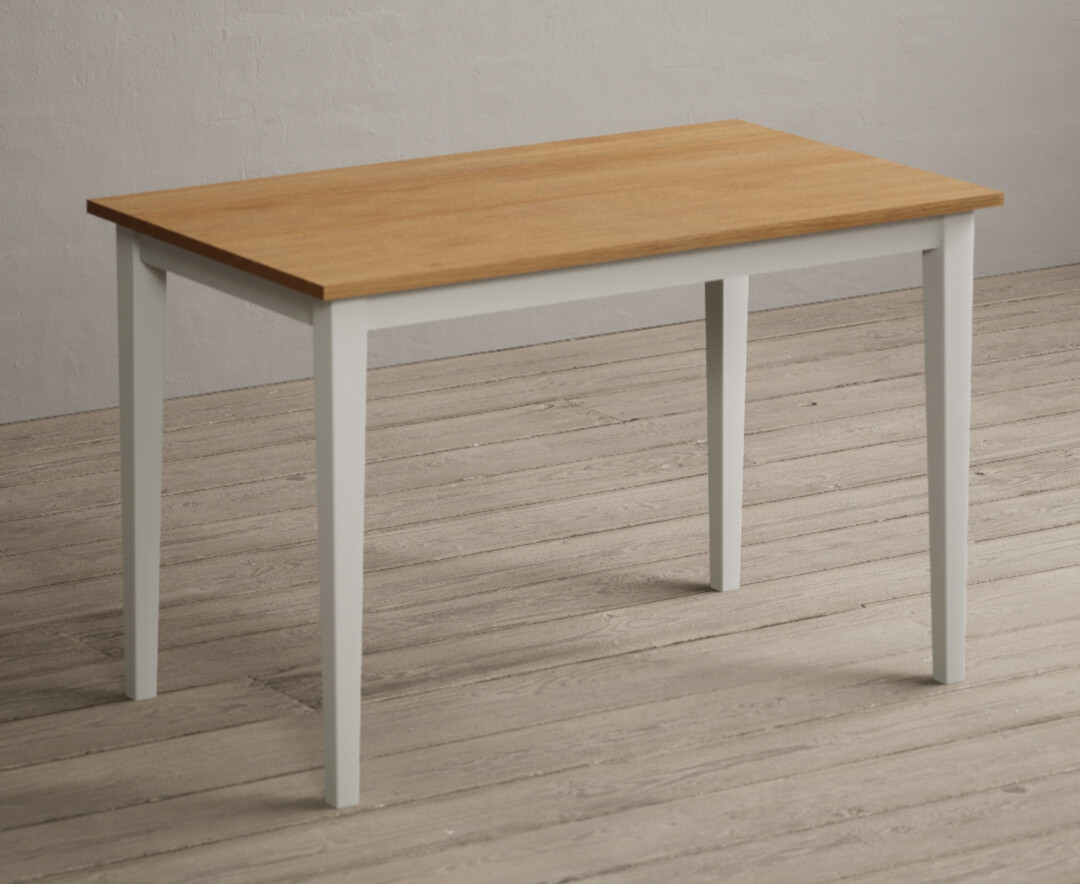 Product photograph of Kendal 115cm Solid Oak And Signal White Painted Dining Table from Oak Furniture Superstore.