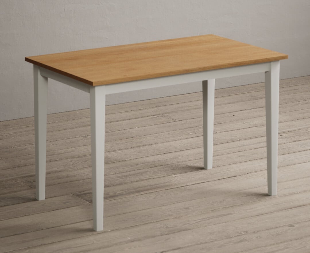 Product photograph of Kendal 115cm Solid Oak And Signal White Painted Dining Table from Oak Furniture Superstore