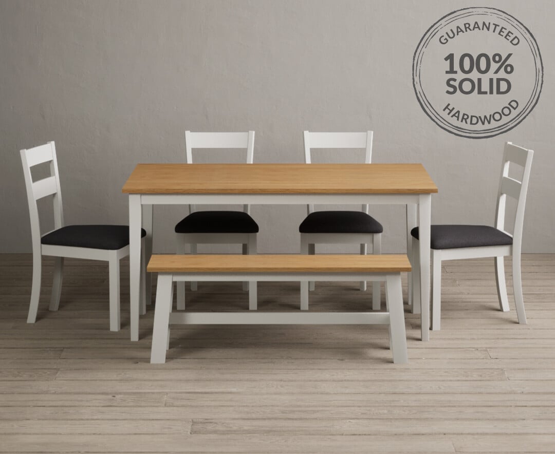 White table with bench and chairs shop