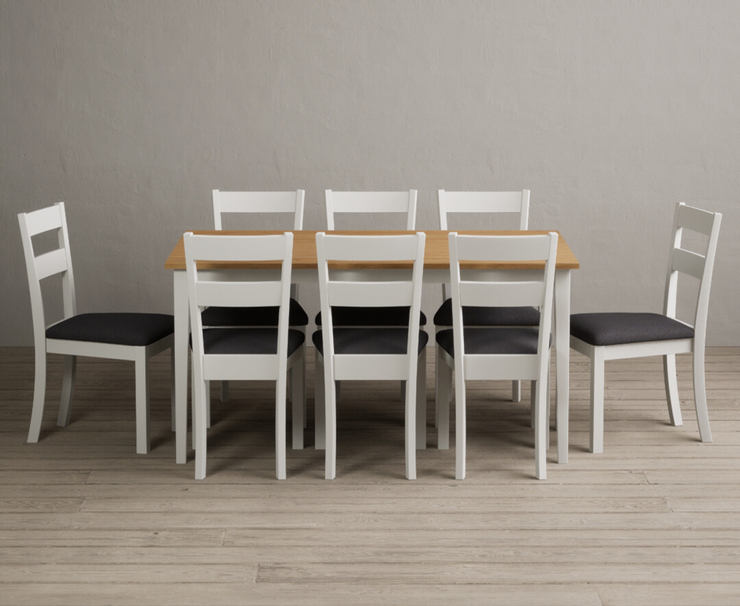 Photo 1 of Kendal 150cm solid oak and signal white painted dining table with 6 oak kendal chairs