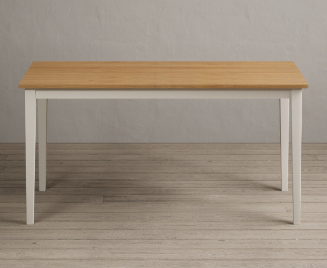 Product photograph of Kendal 150cm Solid Oak And Cream Painted Dining Table from Oak Furniture Superstore