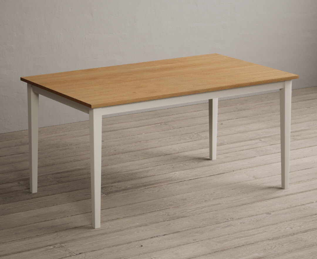 Product photograph of Kendal 150cm Solid Oak And Cream Painted Dining Table from Oak Furniture Superstore.