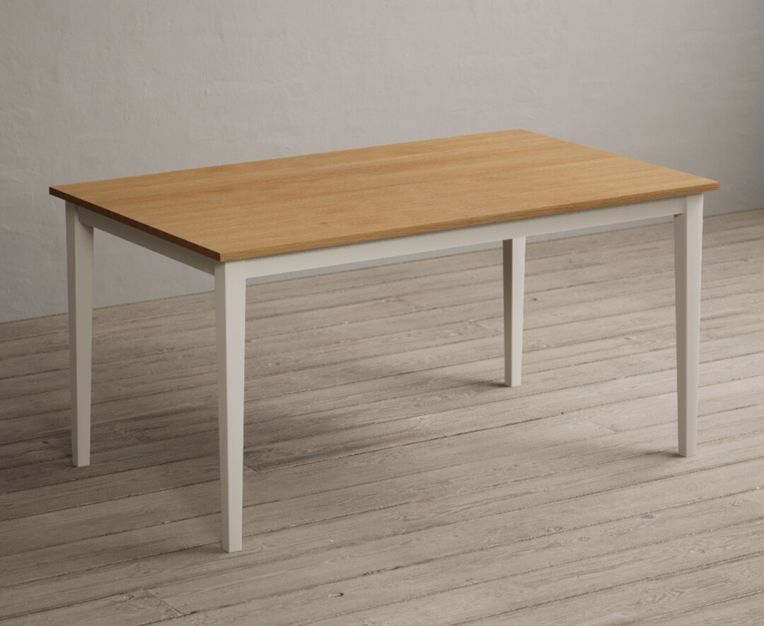 Product photograph of Kendal 150cm Solid Oak And Cream Painted Dining Table from Oak Furniture Superstore