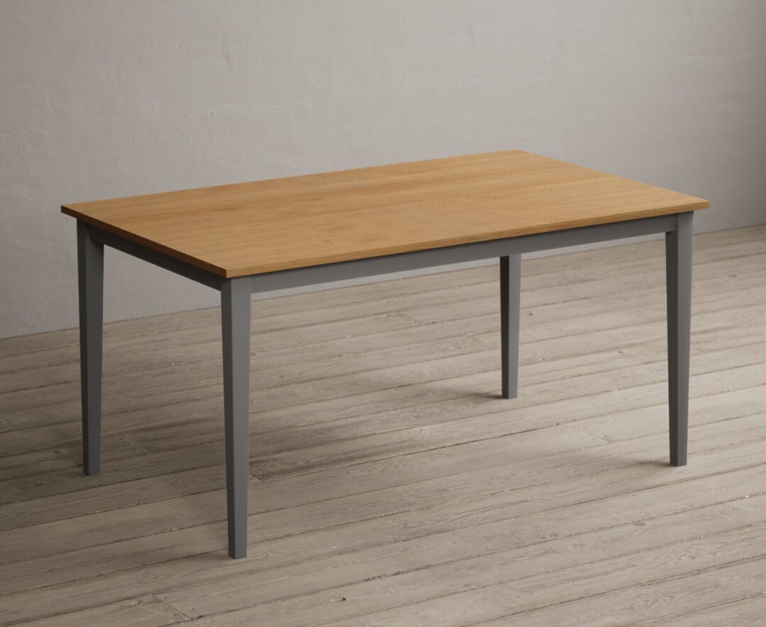 Product photograph of Kendal 150cm Solid Oak And Light Grey Painted Dining Table from Oak Furniture Superstore