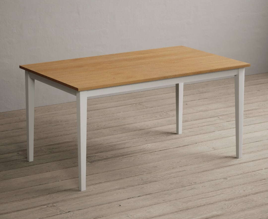 Product photograph of Kendal 150cm Solid Oak And Signal White Painted Dining Table from Oak Furniture Superstore