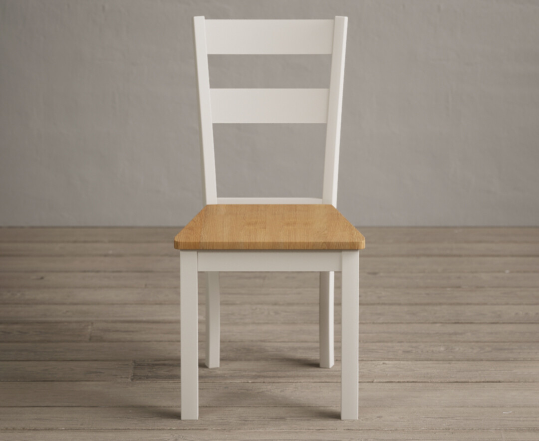 Product photograph of Kendal Cream Painted Dining Chairs With Oak Seat Pad from Oak Furniture Superstore