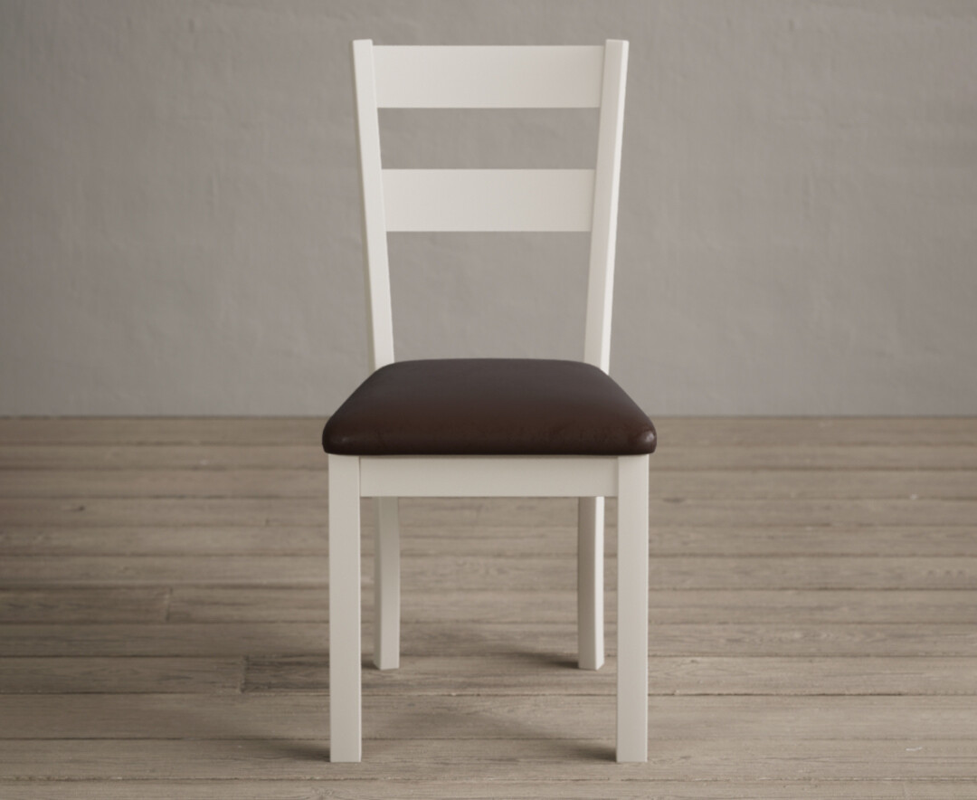 Kendal Cream Painted Dining Chairs With Chocolate Brown Fabric Seat Pad