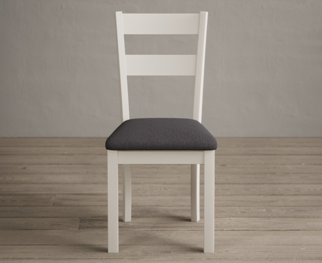 Kendal Cream Painted Dining Chairs With Charcoal Grey Fabric Seat Pad