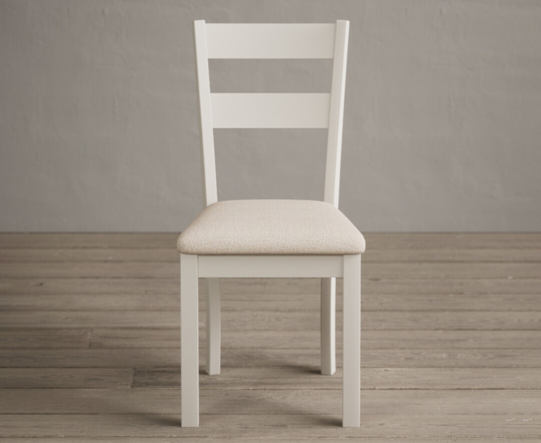 Product photograph of Kendal Cream Painted Dining Chairs With Linen Fabric Seat Pad from Oak Furniture Superstore