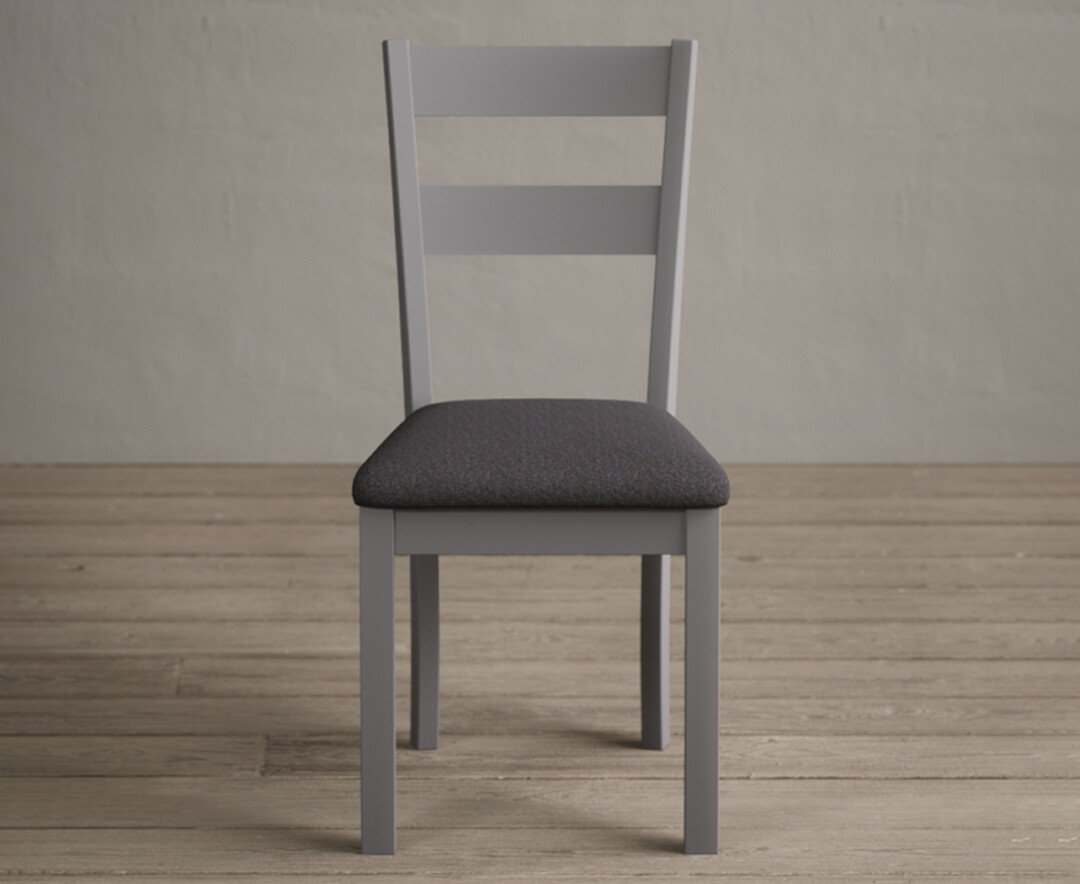 Kendal Light Grey Painted Dining Chairs With Charcoal Grey Fabric Seat Pad