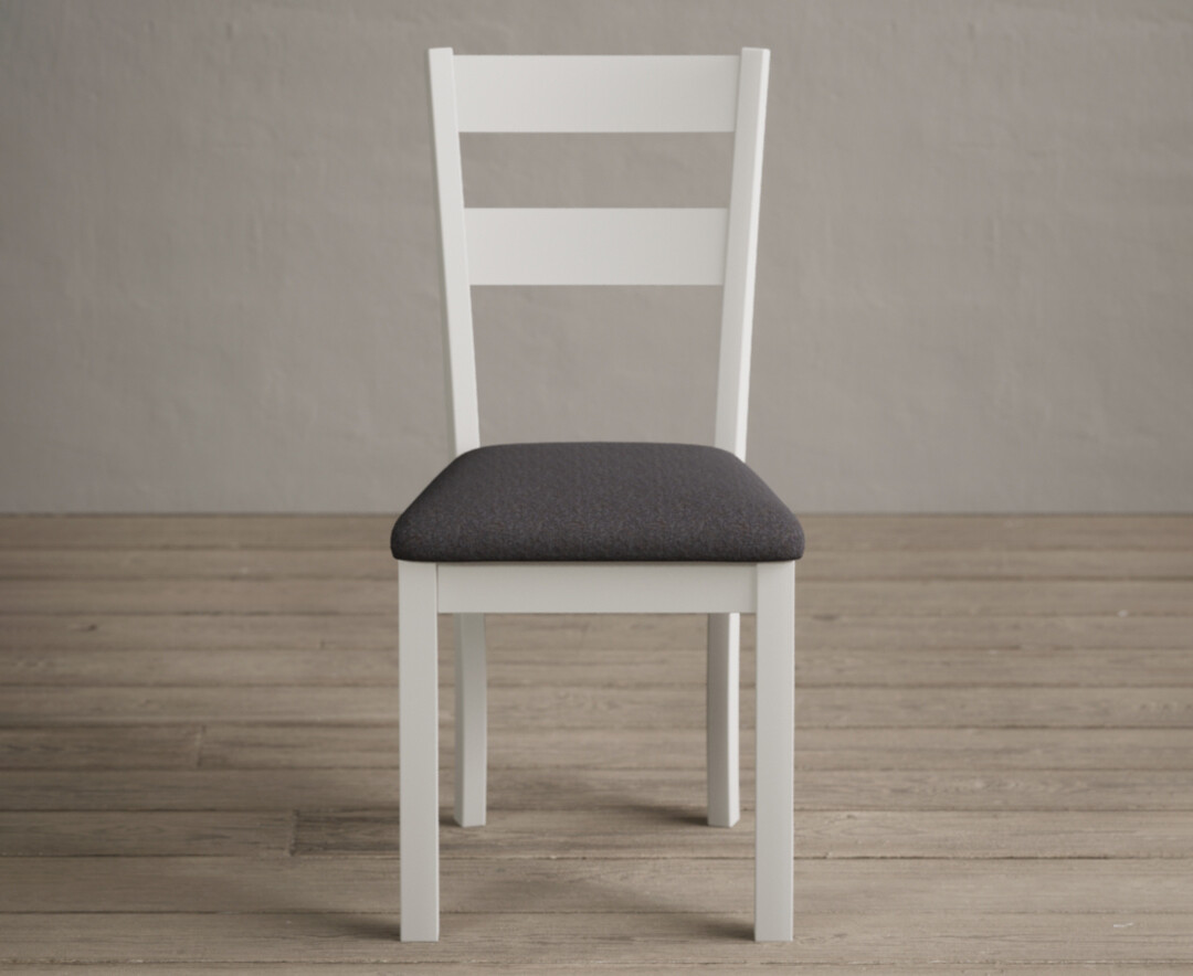 Kendal Signal White Painted Dining Chairs With Charcoal Grey Fabric Seat Pad