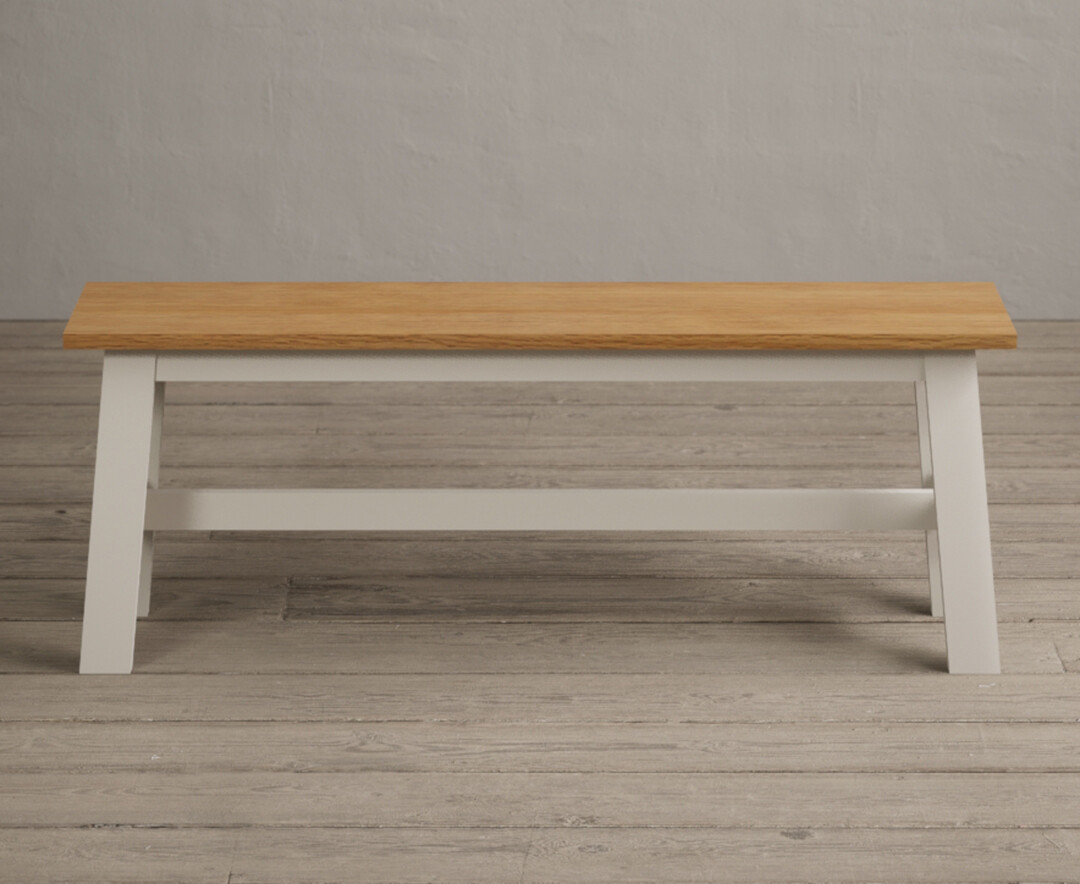 Product photograph of Kendal Large Solid Oak And Cream Painted Bench from Oak Furniture Superstore