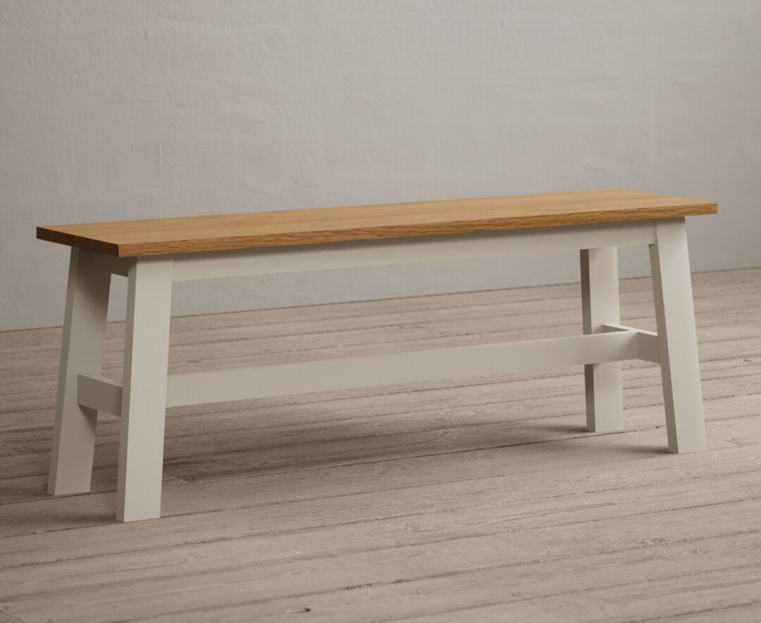 Product photograph of Kendal Large Solid Oak And Cream Painted Bench from Oak Furniture Superstore.