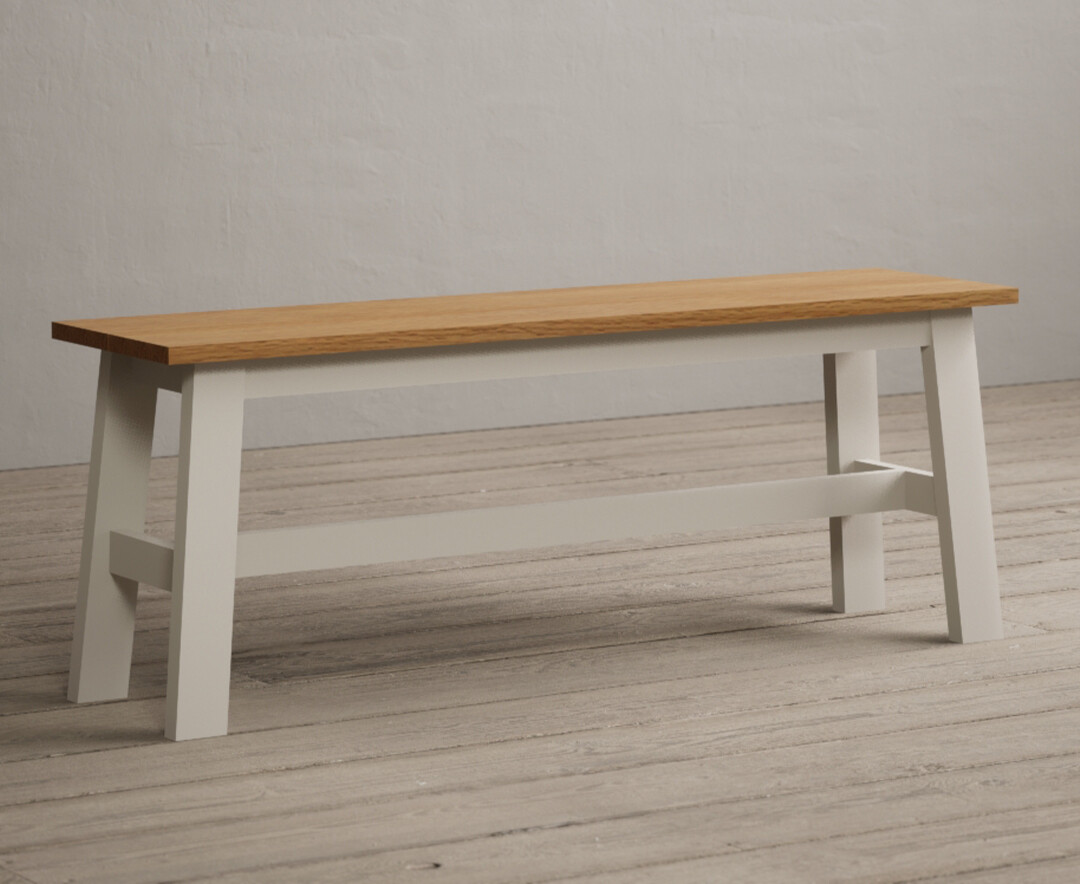 Product photograph of Kendal Large Solid Oak And Cream Painted Bench from Oak Furniture Superstore