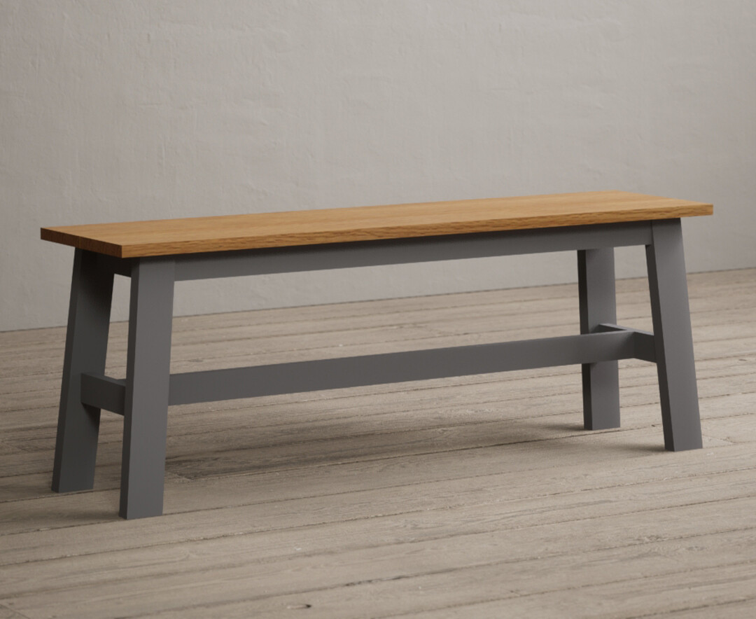 Photo 1 of Kendal large solid oak and light grey painted bench