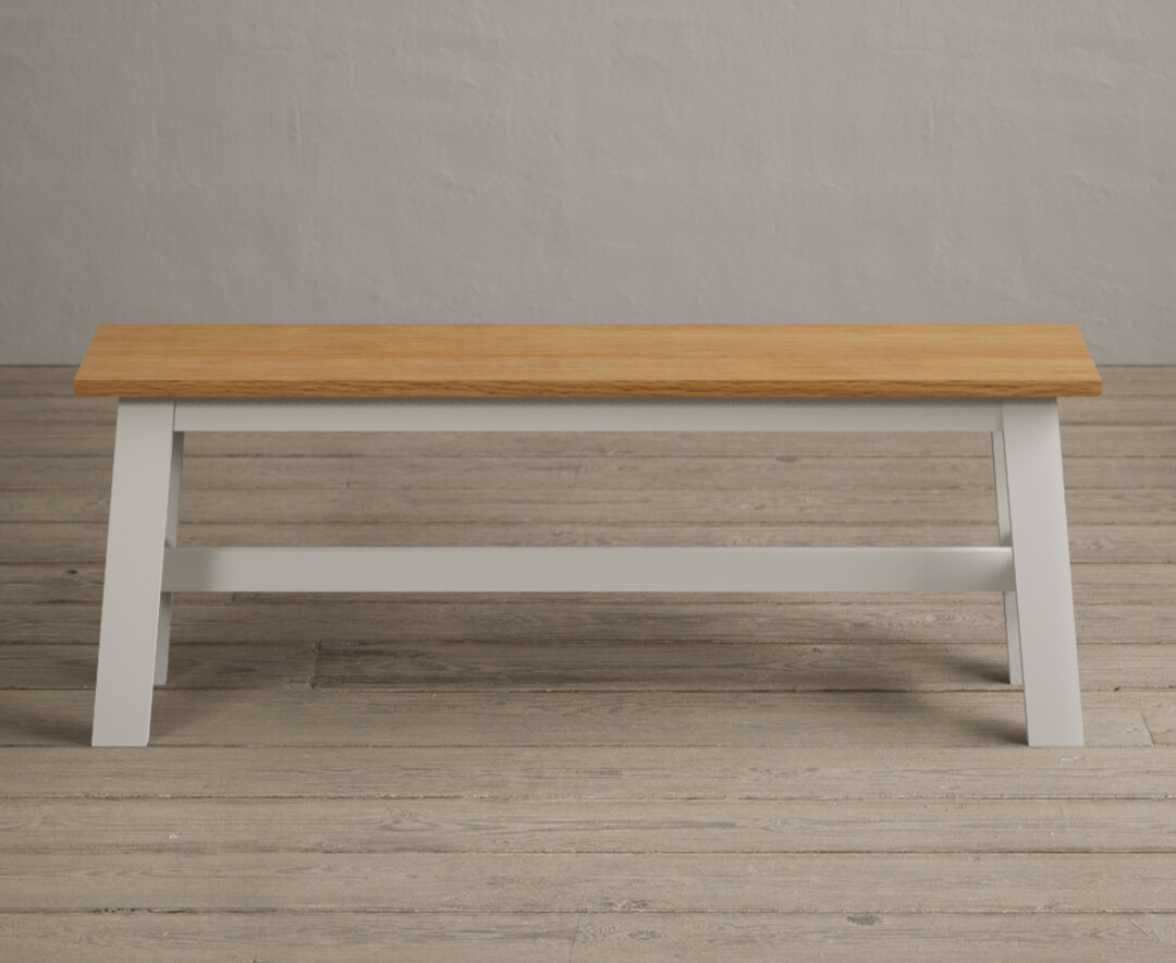 Product photograph of Kendal Large Solid Oak And Signal White Painted Bench from Oak Furniture Superstore