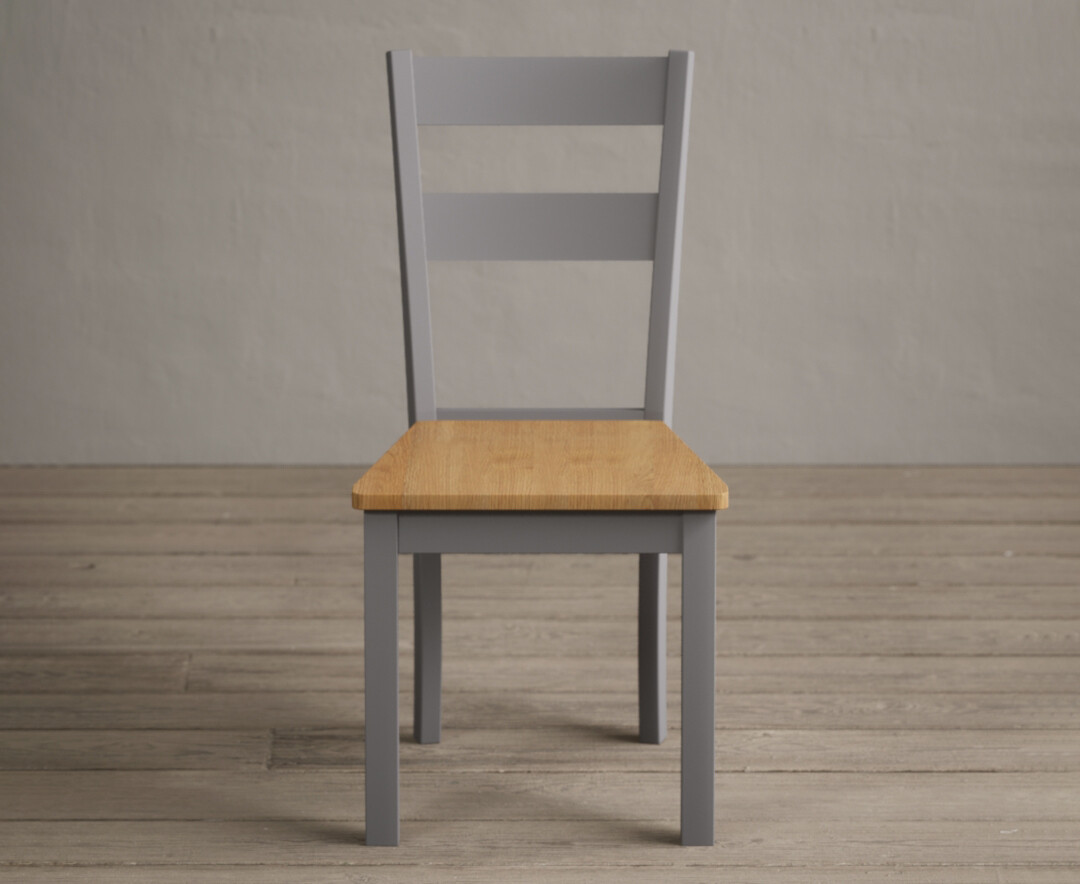 Product photograph of Kendal Light Grey Painted Dining Chairs With Oak Seat Pad from Oak Furniture Superstore