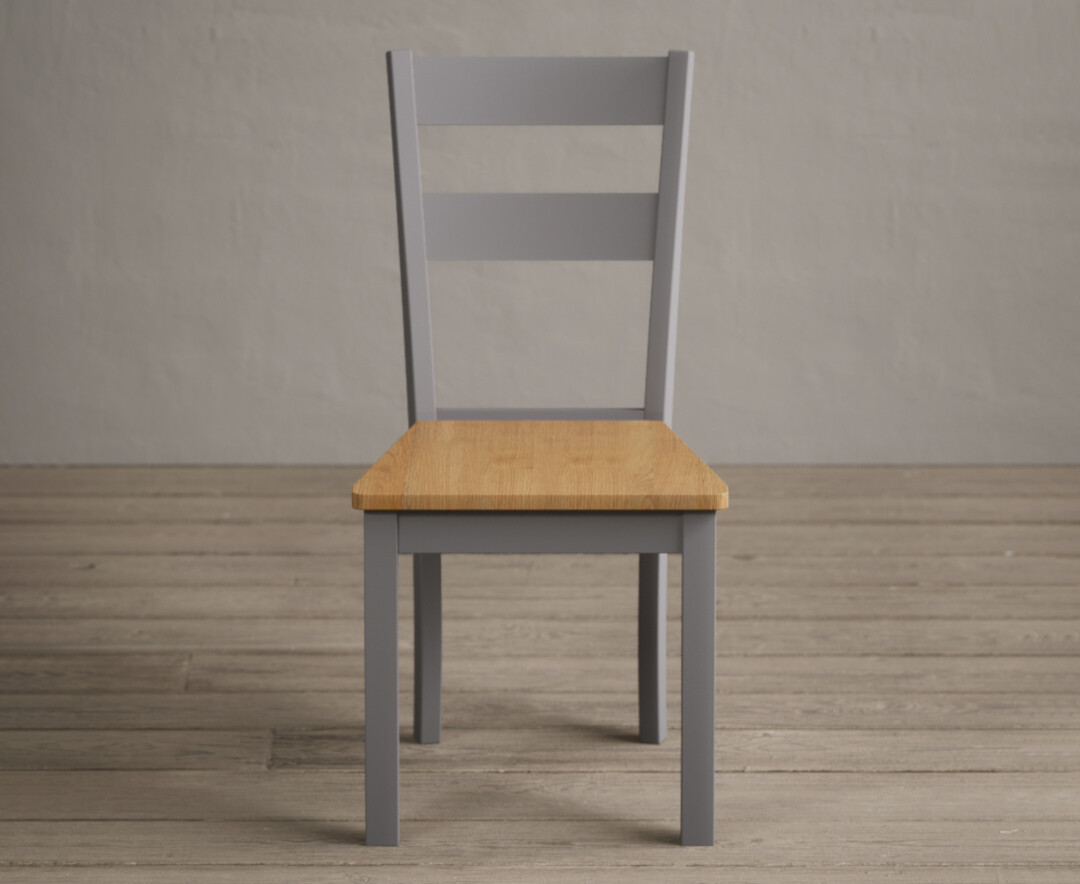 Kendal Light Grey Painted Dining Chairs With Oak Seat Pad