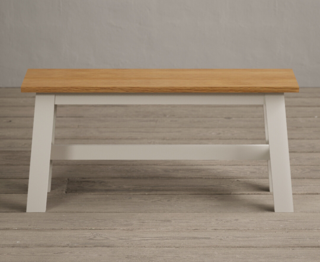 Product photograph of Kendal Small Solid Oak And Cream Painted Bench from Oak Furniture Superstore