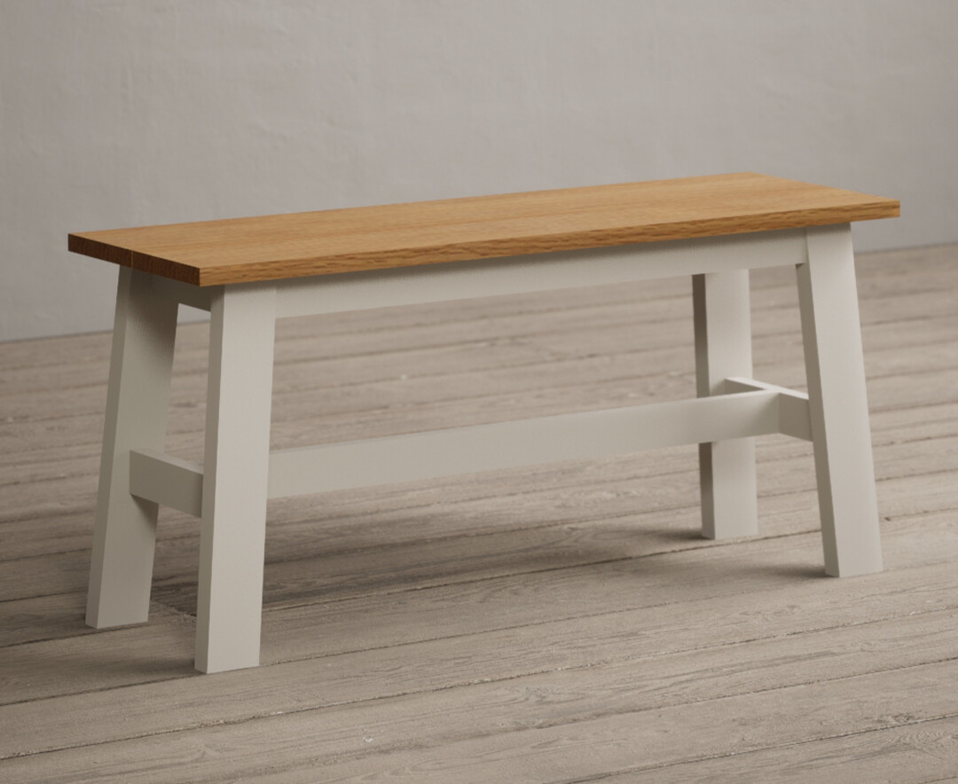 Product photograph of Kendal Small Solid Oak And Cream Painted Bench from Oak Furniture Superstore.