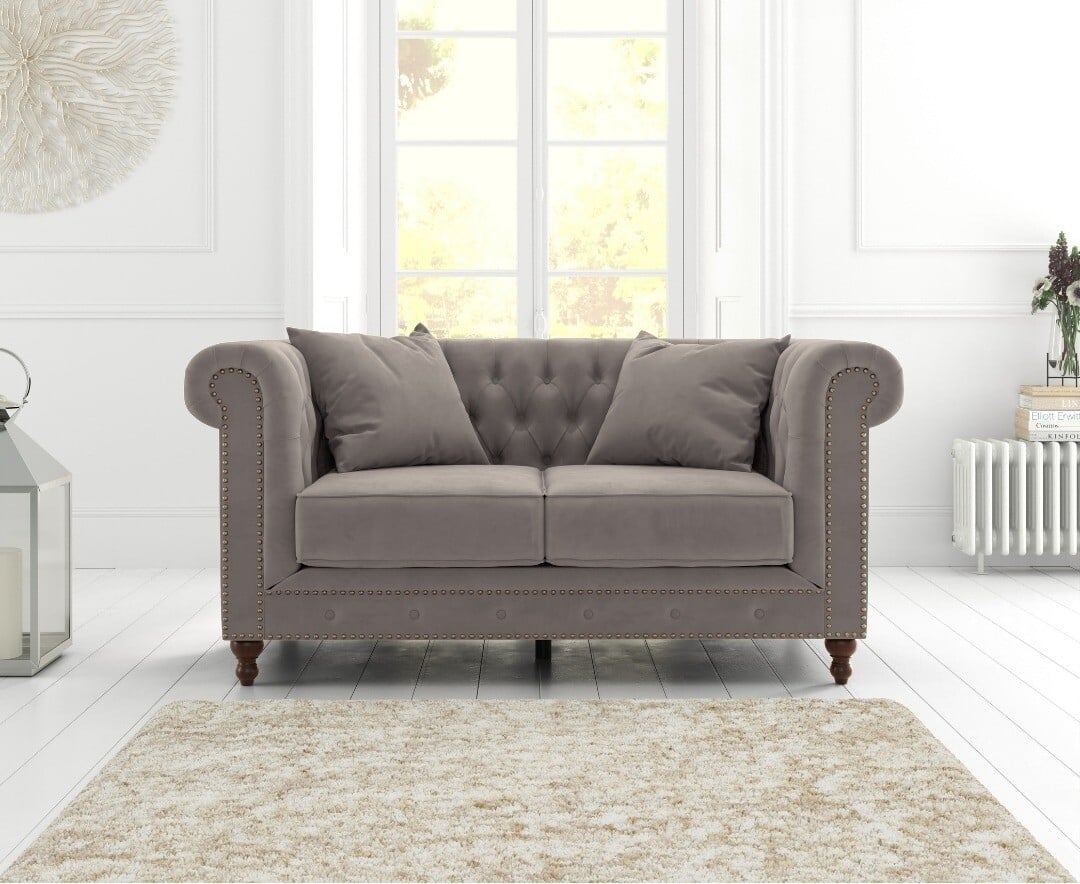 Product photograph of Westminster Chesterfield Light Grey Velvet 2 Seater Sofa from Oak Furniture Superstore