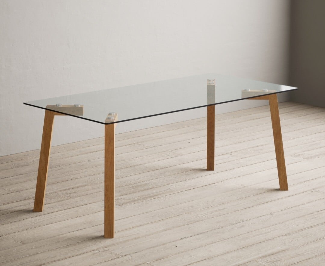 Product photograph of Lakelyn 180cm Solid Oak And Glass Dining Table from Oak Furniture Superstore