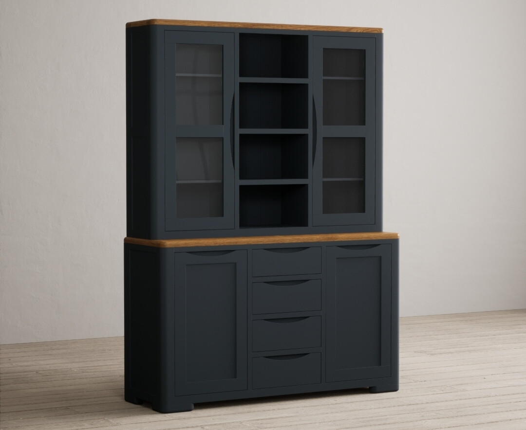 Product photograph of Pembridge Oak And Dark Blue Painted Large Dresser from Oak Furniture Superstore