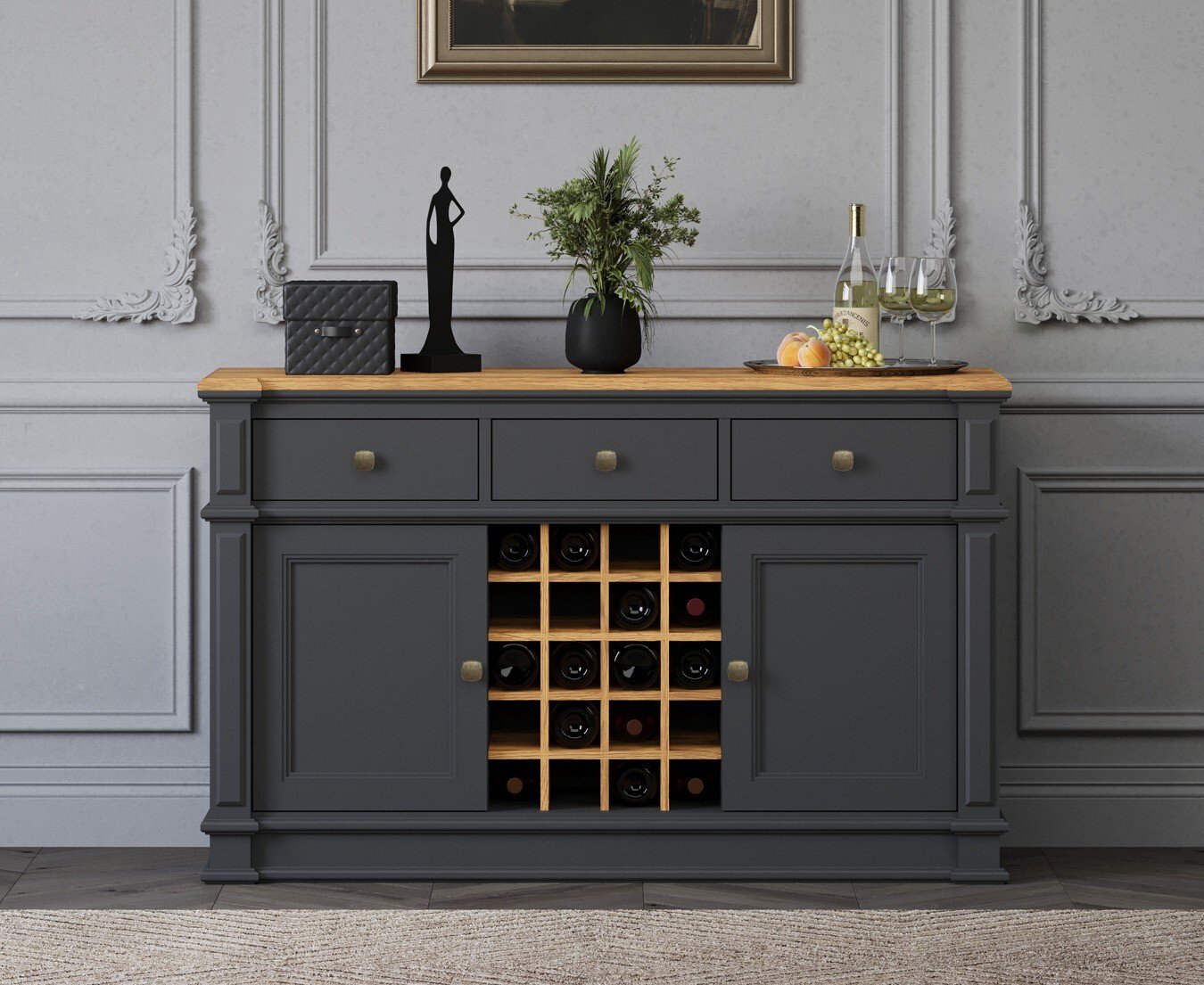 Lawson Oak and Charcoal Grey Painted Large Sideboard