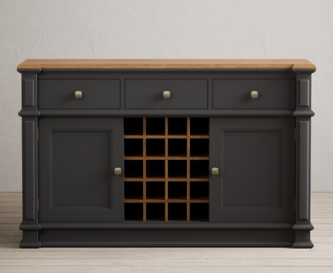 Product photograph of Lawson Oak And Charcoal Grey Painted Large Sideboard from Oak Furniture Superstore