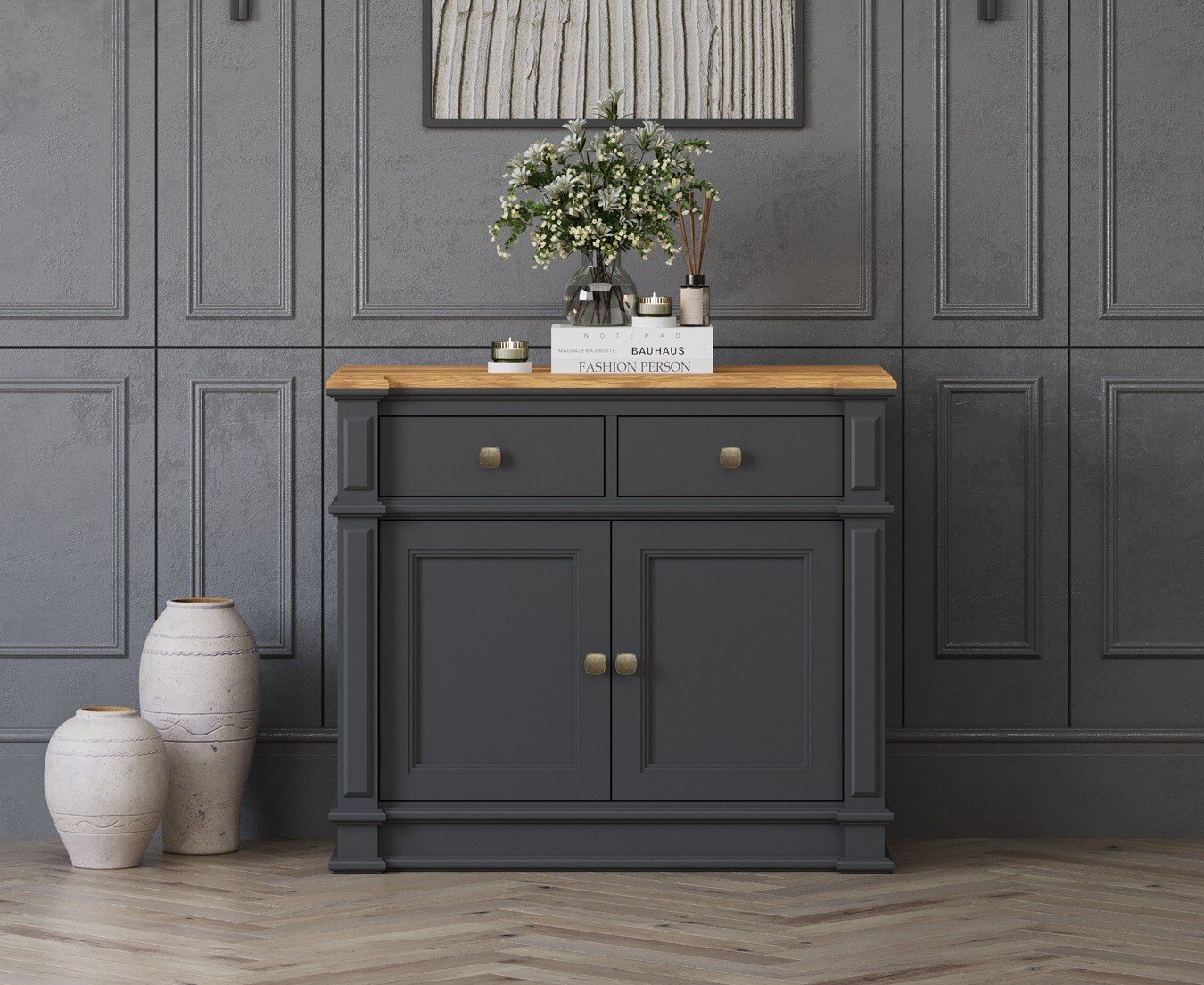 Lawson Oak and Charcoal Grey Painted Small Sideboard