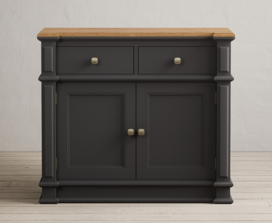 Product photograph of Lawson Oak And Charcoal Grey Painted Small Sideboard from Oak Furniture Superstore